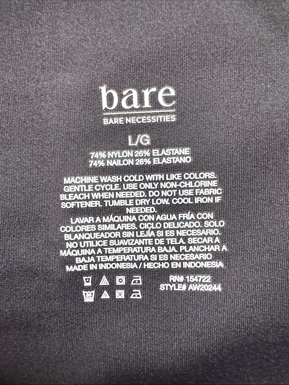 Bare Necessities Women’s low impact black Leggings - size large